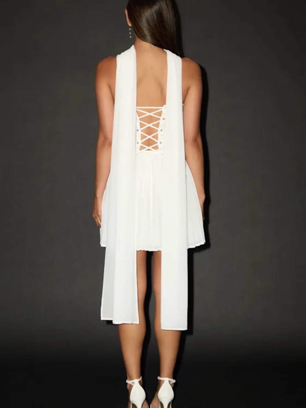 Lulu's White Strapless Pleated Mini Wedding Dress - Picture 5 of 5